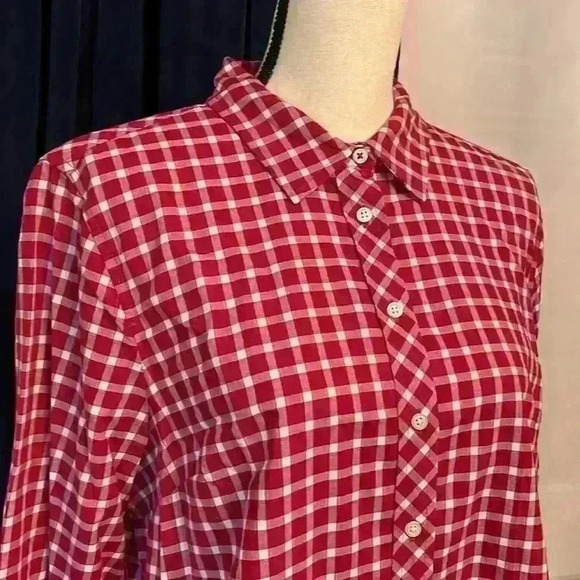Talbots Petite Woodland Berry XL Plaid Button Down - Picture 2 of 10